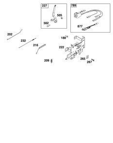Controls Group Diagram and Parts List for 21R507-0001-H5  Briggs and Stratton Engine